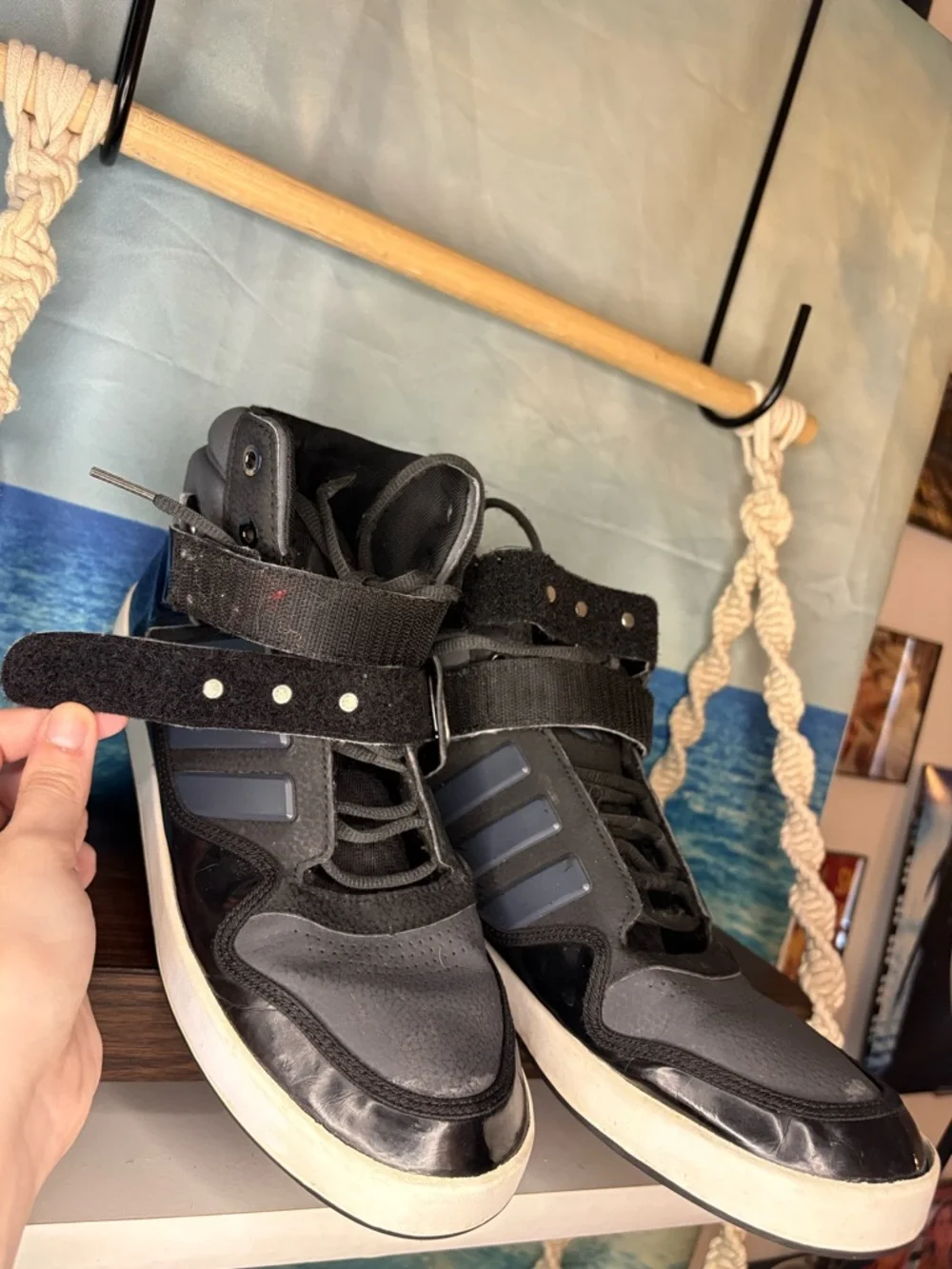 adidas Originals AR 2.0 Black and White Patent Leather High-Top Sneakers
